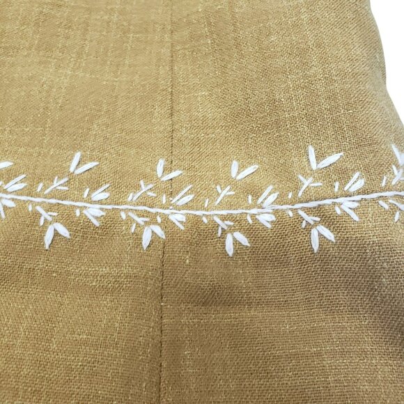 Handmade Embroidered Girls Pinafore Dress Fringe Brown Tan White Boho Prairie - Picture 9 of 10